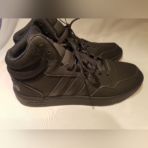 Men Adidas Hoops Mid Triple Black Shoes Sneakers Size 12 - Picture 4 of 8